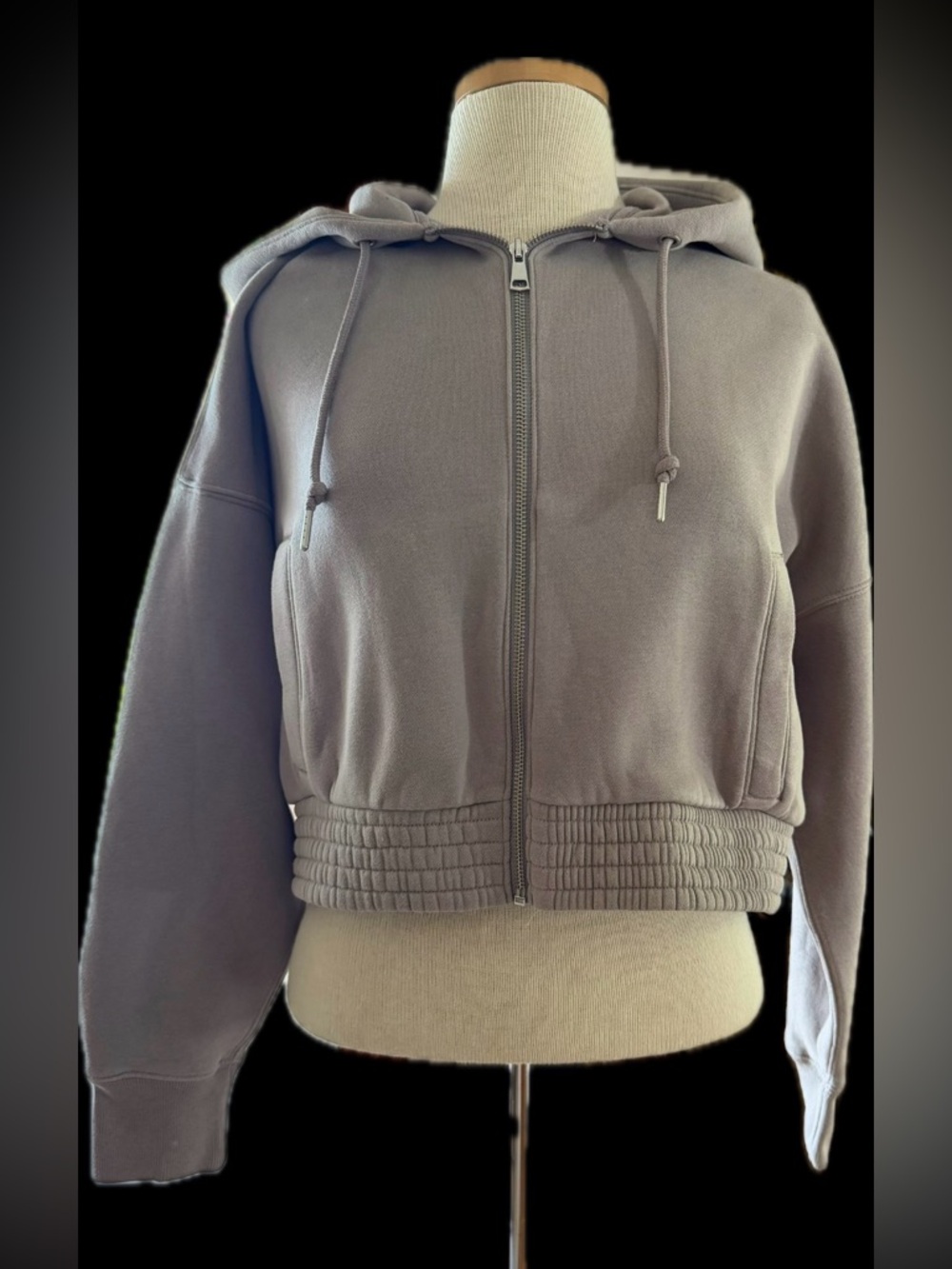 Abercrombie & Fitch Cropped Hooded Zip Jacket - Taupe
